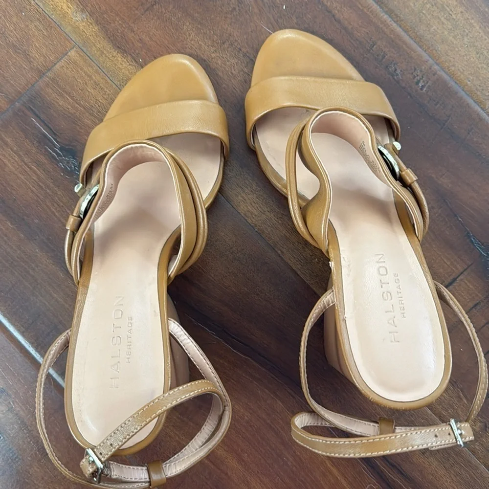 Halston Heritage Sola Block Heel Sandals Heels